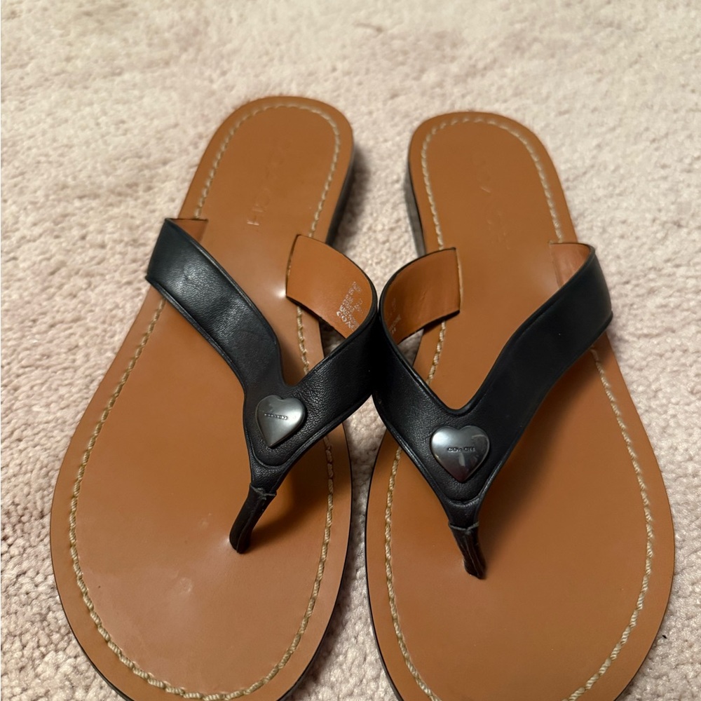 Coach Black and Tan Sandals